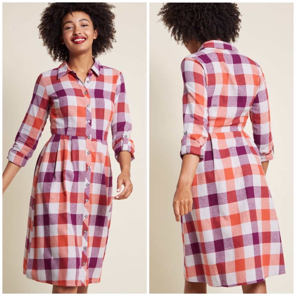 MODCLOTH Jam, Girl Shirt Dress in Marmalade Size 8 UK sizing, US size 4